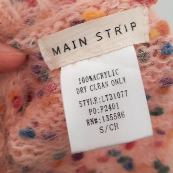 MAIN STRIP PINK RAINBOW FLECK SWEATER S - Picture 3 of 5